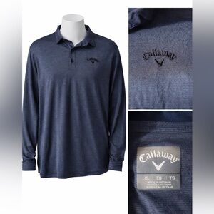Callaway Men’s XL Long Sleeve Golf Polo Heather Blue Athletic Performance